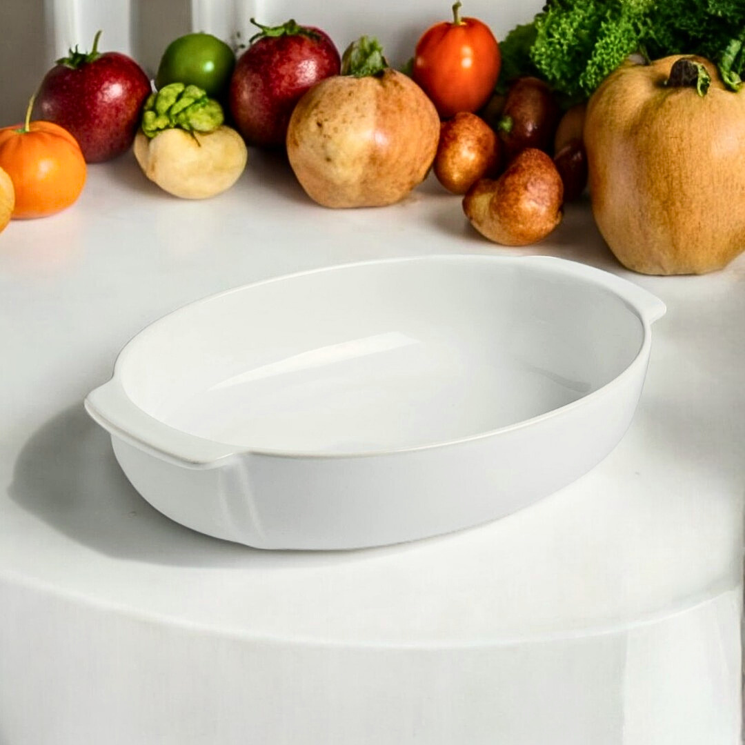 tave qeramike white pyrex 35x23 cm