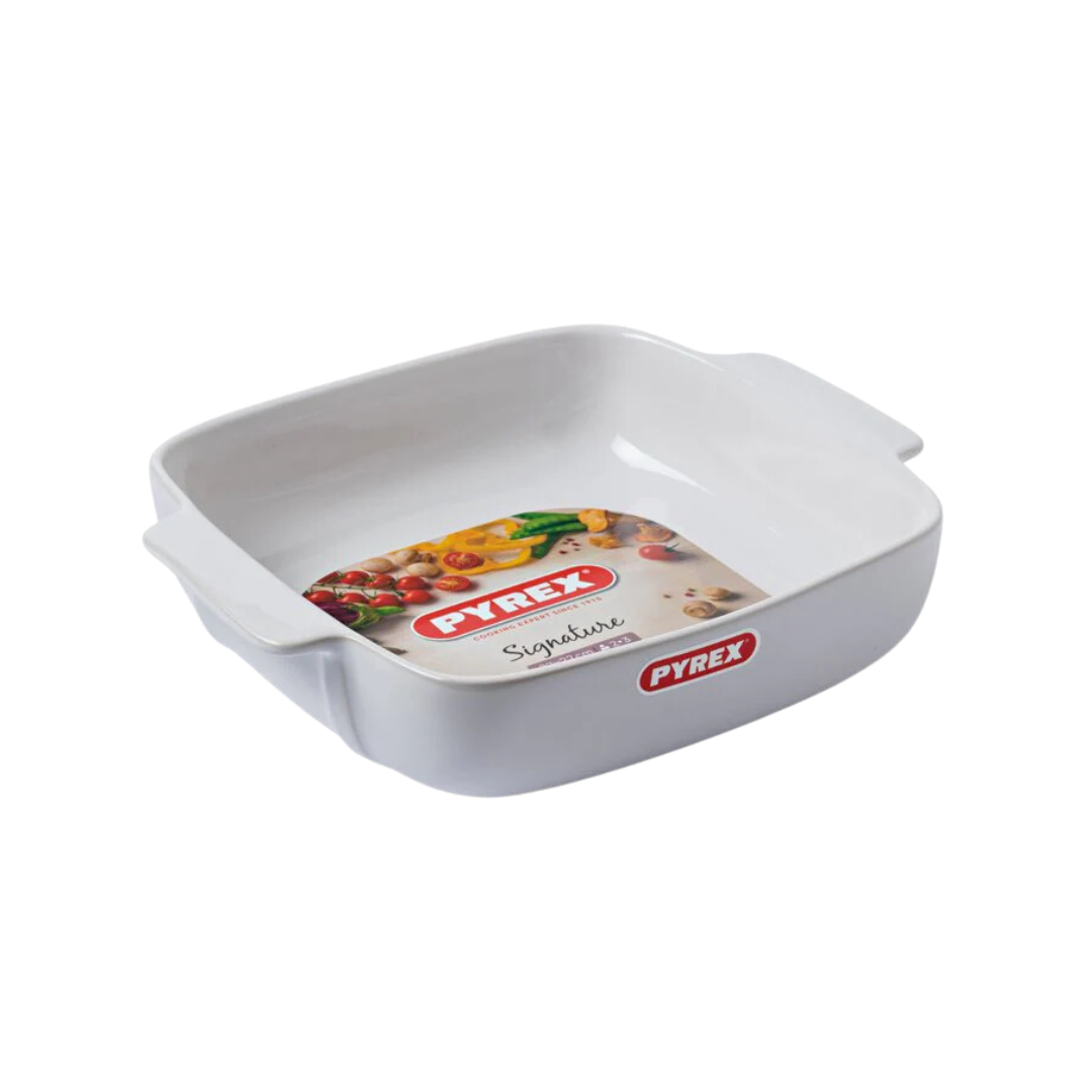 tave qeramike white pyrex 24x24 cm