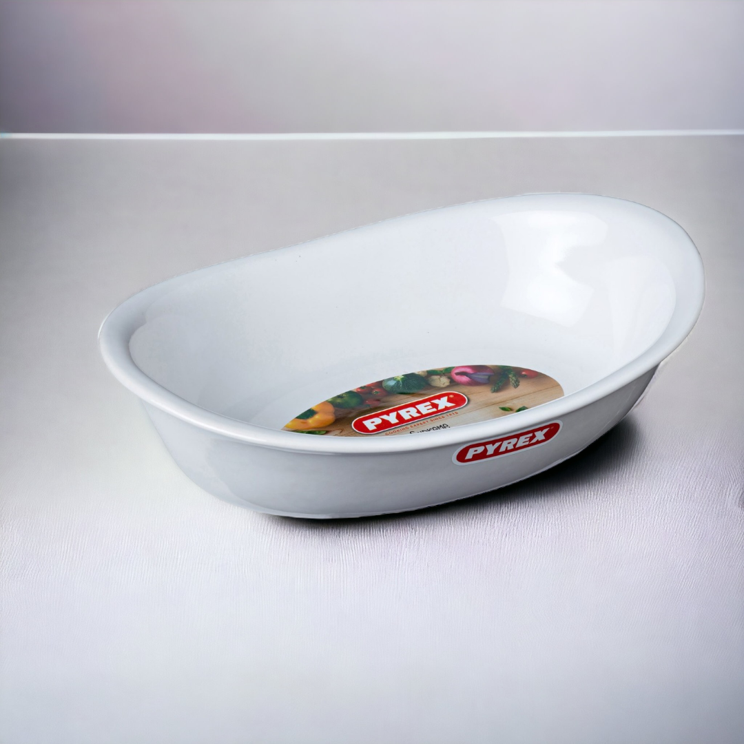 tave qeramike white pyrex 26x18 cm