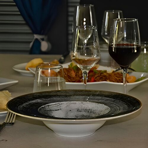 pjate pasta round black napoli 27,5 cm