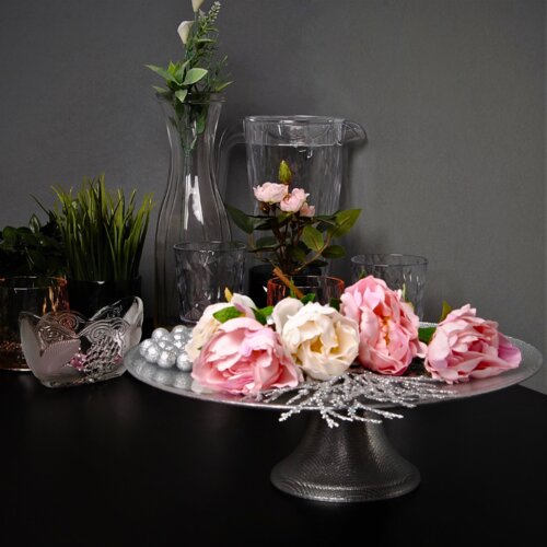 mbajtese torte me fron glitter silver 33 cm