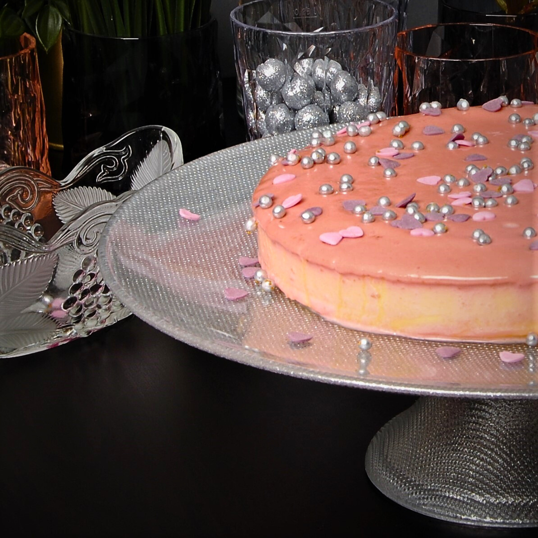 mbajtese torte me fron glitter silver 33 cm