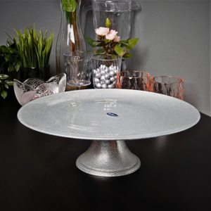 mbajtese torte me fron glitter silver 33 cm