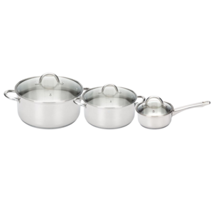 set tenxheresh inoksi me kapak 14-18-24 cm 3 cope