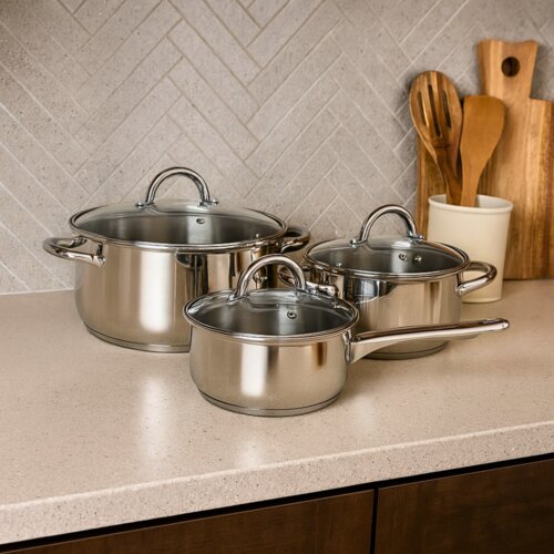 set tenxheresh inoksi me kapak 14-18-24 cm 3 cope