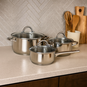 set tenxheresh inoksi me kapak 14-18-24 cm 3 cope