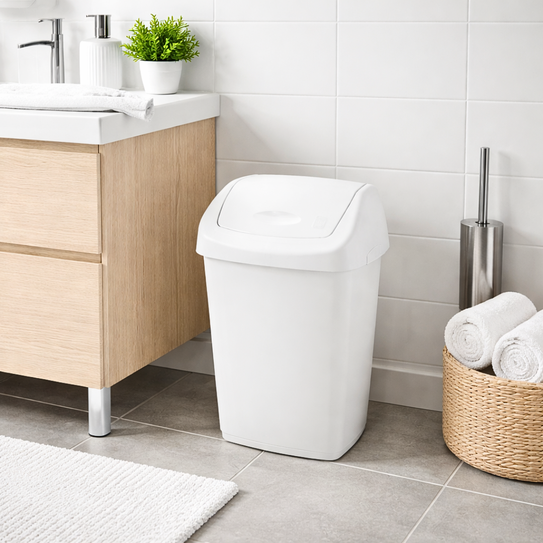 kosh mbeturinash me shtypje swing white 9 lt