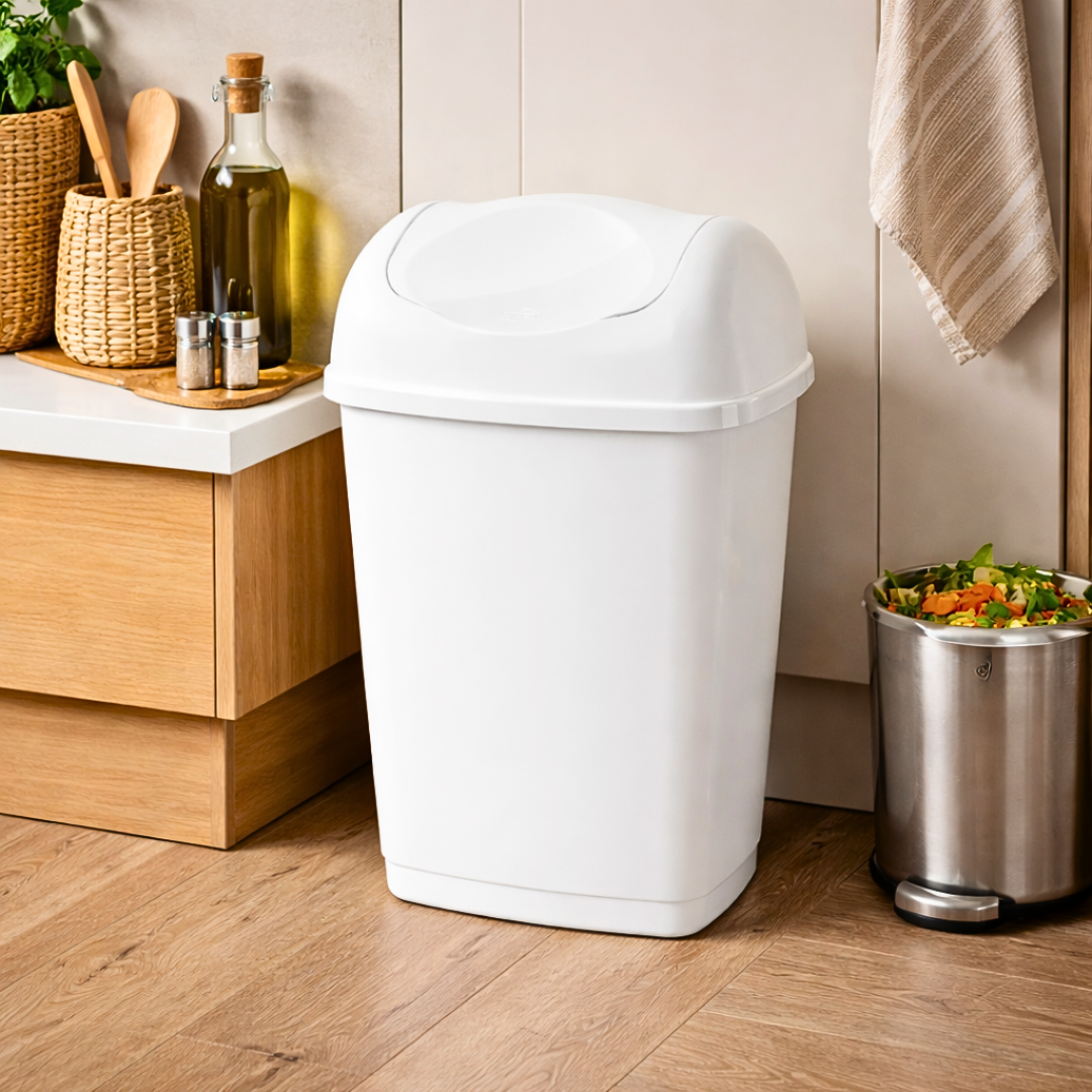 kosh mbeturinash me shtypje swing white 25 lt