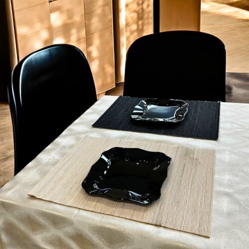 shtroje tavoline bamboo bianco nero 45x30 4 cope