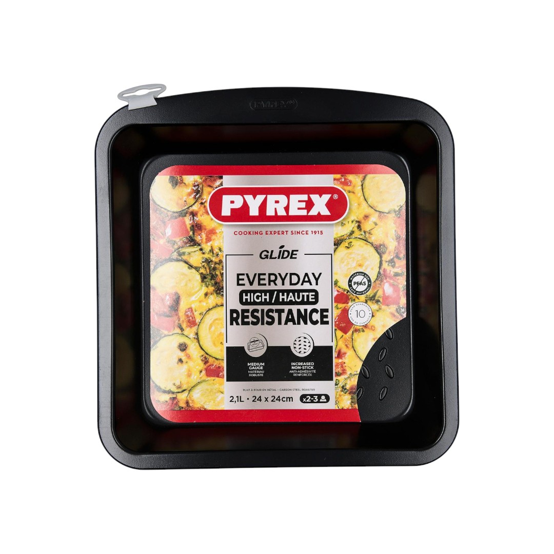 tave metalike glid pyrex 24x24 cm