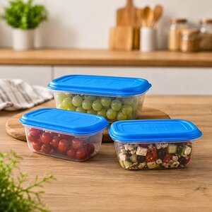 set tasa drejtkendor me kapak ermetici 0,5-1-1,5-2 lt 4 cope